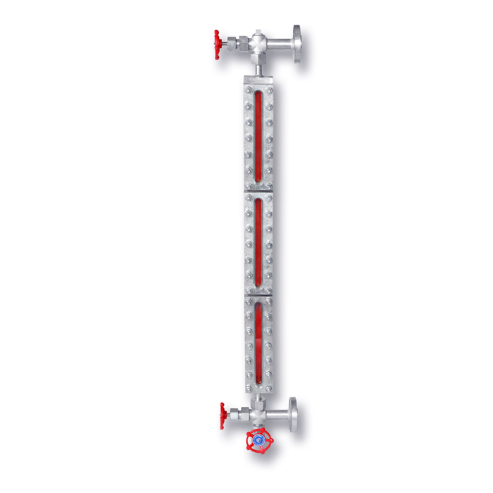 Three window transmission dual color medium low pressure glass plate liquid level gauge